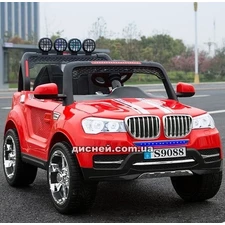 Детский электромобиль M 3118 EBLR-3 Джип, кожаное сиденье, красный